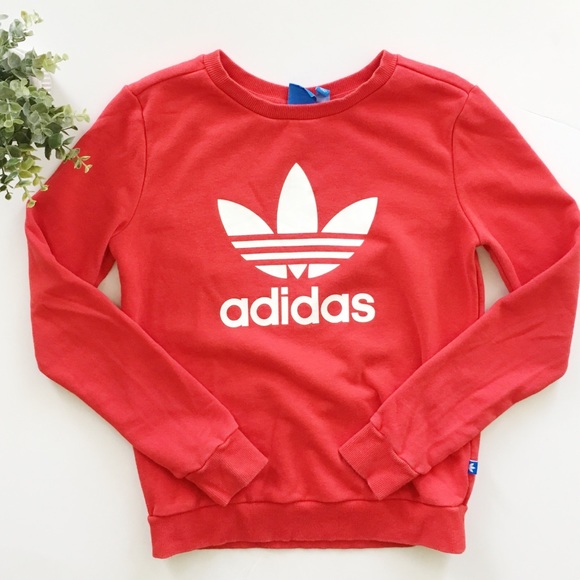 adidas Tops - Adidas Red Trefoil Logo Crewneck Sweatshirt